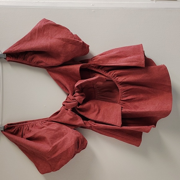 Audrey Parks Francesca’s Margot Corduroy Bow Back Top Size Medium - Picture 3 of 6